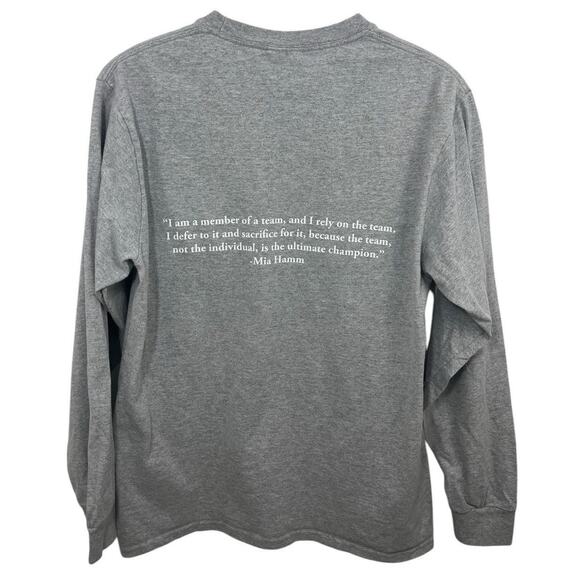 Soccer T-shirt Gray Mia Hamm Quote Long Sleeve Medium USWNT Blokecore Unisex - Picture 4 of 7